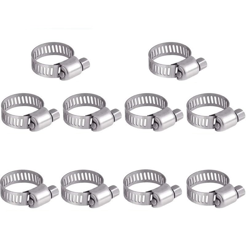 Taolele 10Pcs Hose Clips 13-19mm Jubilee Clips Adjustable 304 Stainless Steel Hose Clamps Worm Drive Pipes Hose Clamps Clips