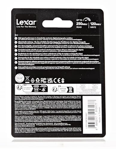 Lexar Professional 1667x SD Card 128GB, SDXC UHS-II Memory Card, Up to 250MB/s Read, 120MB/s Write, Class 10, U3, V60 SD for Professional Photographer, Videographer, Enthusiast (LSD128CB1667)