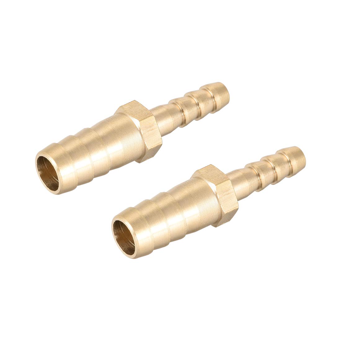 sourcing map Straight Brass Barb Fitting Reducer, Fit Hose ID 10mm to 6mm 2pcs