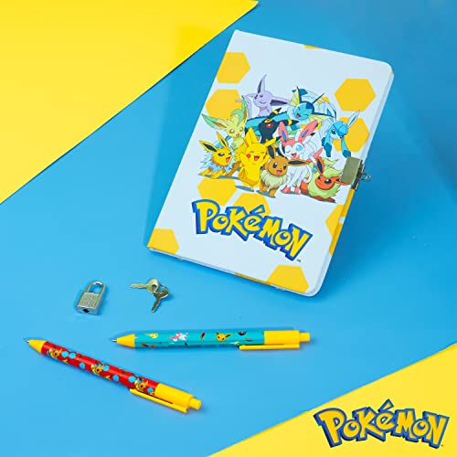 Pokemon Stationery Supplies Set - Kids Diary with Lock, Notebook, Pencil Case, Pens - Gifts for Boys (Notebook/Pen Set)