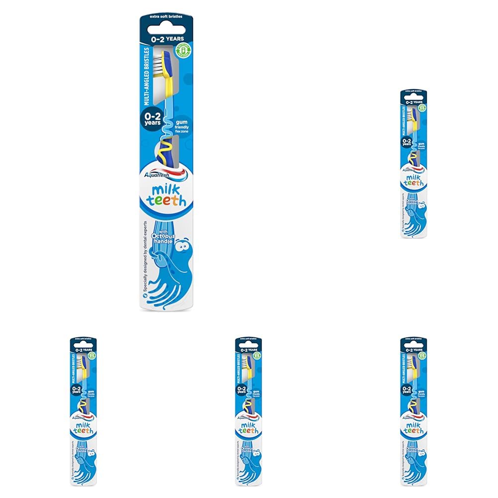 Aquafresh Toothbrush for Kids, Milk Teeth Toothbrush for Children 0-2 Years, Soft Bristles (Pack of 5)