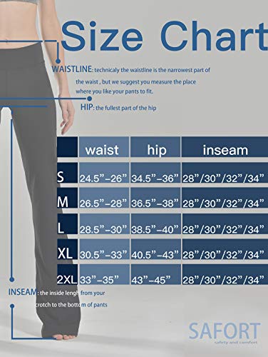 SAFORT 28 inches/30 inches/32 inches/34 inches Inseam Regular/Tall Bootcut Yoga Pants, 4 Pockets, UPF50and, Blue, XXL