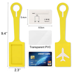 Silicone Luggage Tags with Full Privacy,Personalized Bag Baggage Name ID Initial Label for Kids,Women,Men,Luggage Accessories(Plane Set of 4 Yellow)