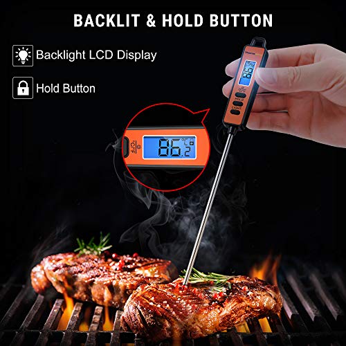 ThermoPro TP01S Digital Meat Thermometer for Air Fryers Cooking Kitchen Barbecue Food Thermometer Cooking Thermometer with 13.5cm Long Food Probe, Thermometer Instant Read Thermometer with Backlit