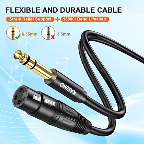 KASIMO 2M XLR Female to 6.35mm (1/4 inch) TRS Stereo Jack Lead Balanced Signal Interconnect Cable, XLR Female to Quarter inch Patch Cable for Microphones, Mixer, Audio Sound Consoles, Power Amplifier