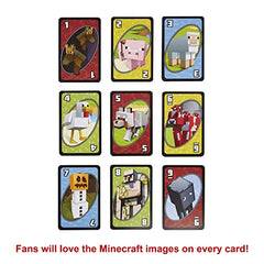 Mattel Games UNO Minecraft, Collectible Card Deck with 112 Cards, Card Game for Family Game Night, Use as Travel Game, Engaging Gift for Kids, 2 to 10 Players, Ages 7 and Up, FPD61