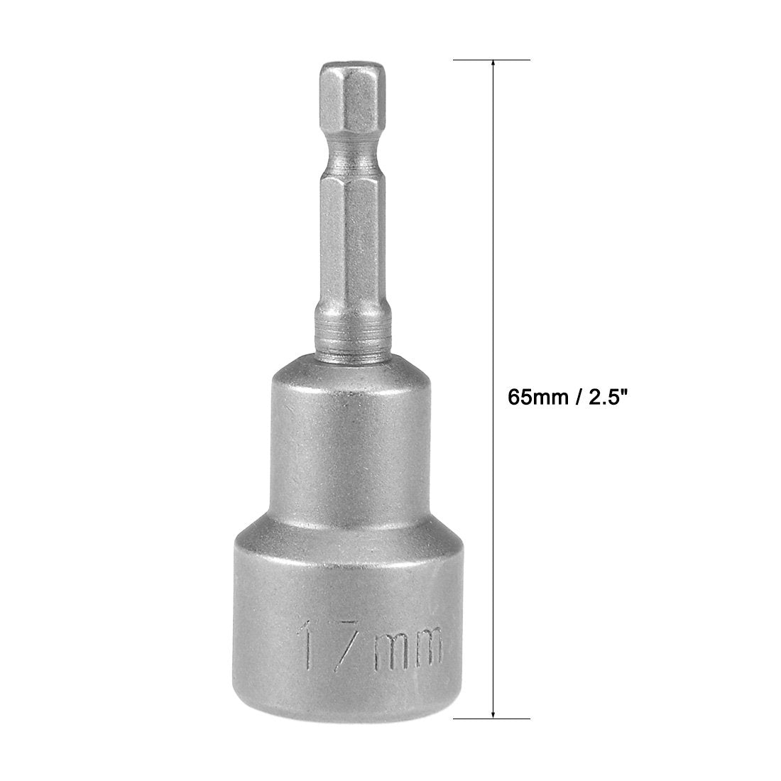 Sourcingmap 1/4 inches Quick-Change Hex Shank 17mm Magnetic Nut Setter Driver Drill Bit, 65mm Length, Metric