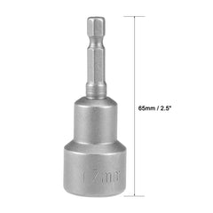 Sourcingmap 1/4 inches Quick-Change Hex Shank 17mm Magnetic Nut Setter Driver Drill Bit, 65mm Length, Metric