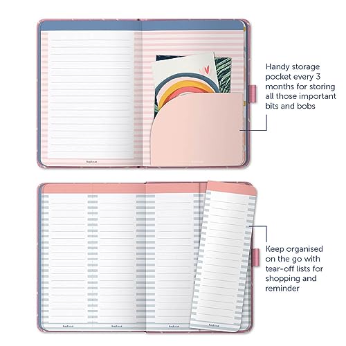 Busy B A6 To Do Diary January to December 2024 - Pink Sprinkle - Faux Leather Week to View Diary with Notes, Tear-Out Lists & Pockets