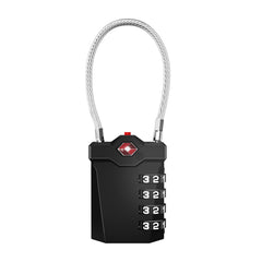 ZHEGE Luggage Padlocks TSA Approved, Suitcase Lock with Open Alert Indicator and Flexible Cable [Newest Version], 4-Digit Combination Padlock for Gym Locker, Briefcase, Backpack, Laptop Bag (Black)