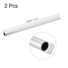 sourcing map 6063 Aluminum Round Tube 19mm OD 17mm Inner Dia 300mm Length Pipe Tubing 2 Pcs