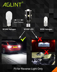 AGLINT W16W LED Bulbs CANBUS Error Free Extremely Bright 3030 10SMD T15 921 912 955 for Car Reverse Light Backup Parking Lights 12V 24V 6500K Xenon White Pack of 2