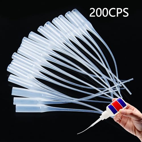 CHALA Fine Tip Glue Applicator,200pcs Plastic Needle Tip Glue Bottle Extender Glue Precision Micro Tips Pipette for Diy Arts Craft Hobby Projects Daily Life Lab Dispensing Adhesive Dispensers