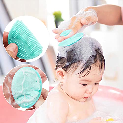 Baby Bath Brush, Baby Cradle Cap Brush, Silicone Massage Brush, Silicone Scrubbers Exfoliator Brush   The Skin Scrubbers Baby Essential for Dry Skin, Cradle Cap and Eczema 4 Pack (Small - 4 pcs)