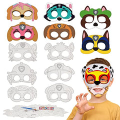 YOLOUP 24 Pack Colour in Masks for Kids Halloween Dog Craft Masks DIY Graffiti Blank Painting Mask for Art Activities Boys Girls Birthday Party Halloween Cosplay