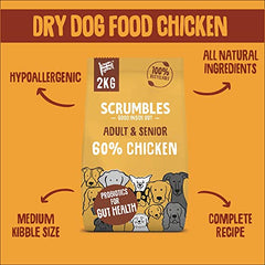 Scrumbles Dry Dog Food with Fresh Chicken, 2 kg (Pack of 2),package may vary