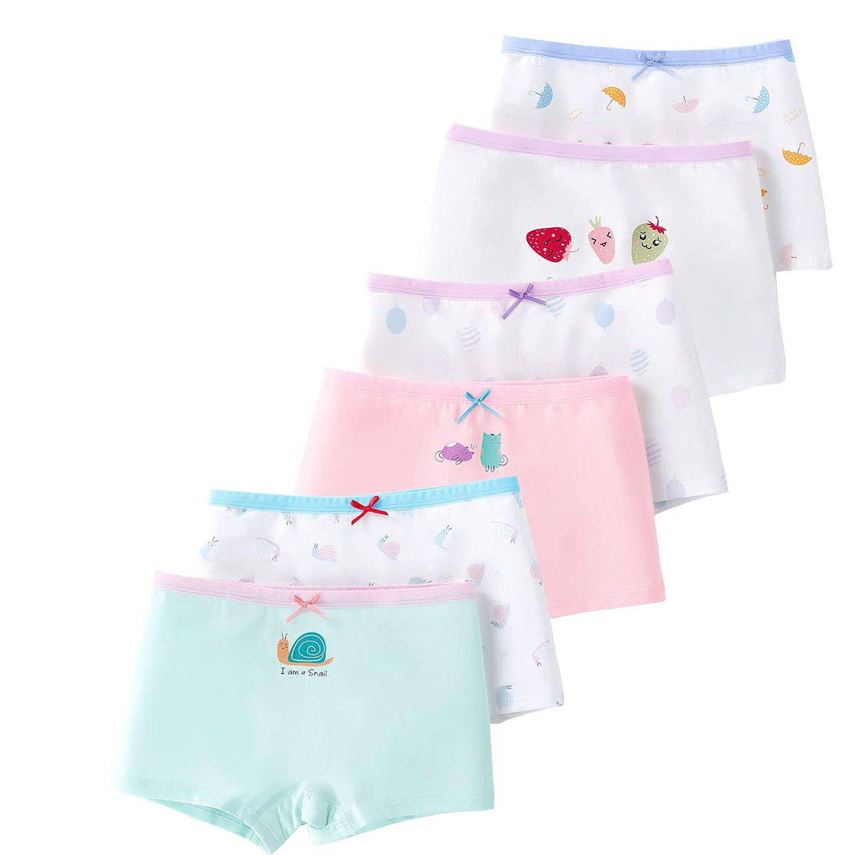 LeQeZe Girls Knickers Soft Cotton Kids Underwear Pants 6 Pack Size 8-9 years