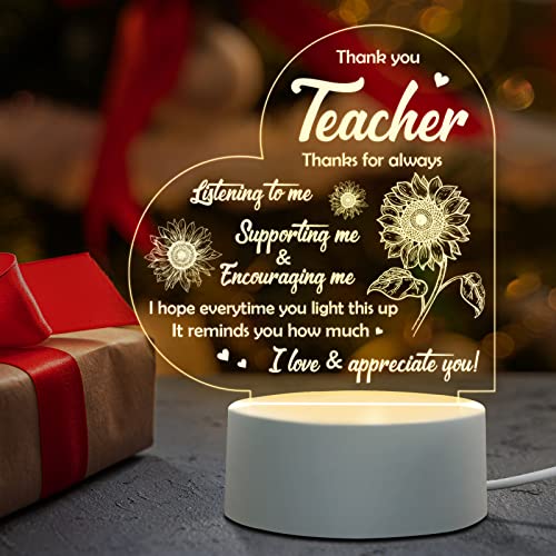 Niyewsor Thank You Teacher Gifts, Appreciation Teacher Night Light Teacher Gifts for Women Thank You Teacher Gifts Graduation Birthday Christmas