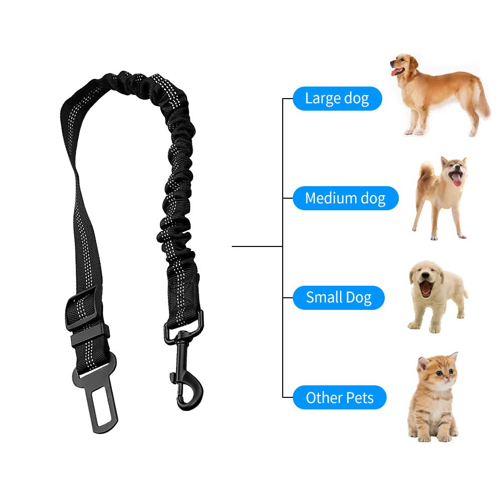 Dog Car Harness, Dogs Car Seat Belts 53cm Dog Safety Seat Belt Adjustable with Elastic and Safety Buckle of Car Travel Accessories for Pets (Black)