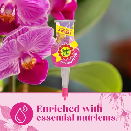 Baby Bio Automatic Orchid Drip Feeders, 4 x 40ml - Ready To Use Plant Food - Easy Care for Supporting Healthy Growth and Vibrant Flowering