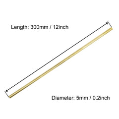 VictorsHome 5mm x 300mm Brass Rods, Round Solid Shaft Lathe Bar for DIY Crafts RC Aircraft Model Car 10pcs