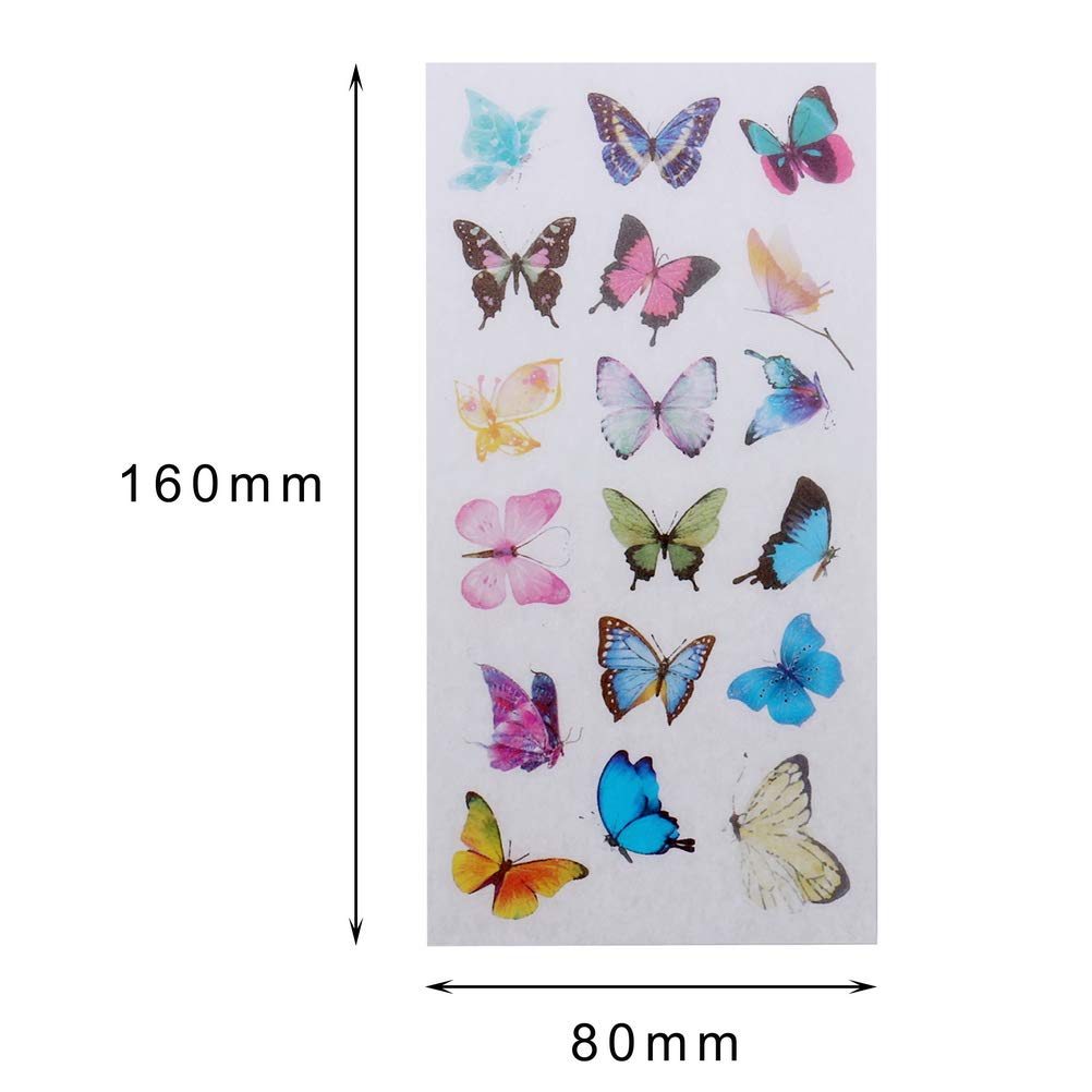 nuoshen Small Butterfly Stickers, 12 Sheets Romantic Easy Self-Adhesive Note Paper Stickers with Multi Color Butterflies Decals for Kids Scarpbooking Crafts Letters Notebook