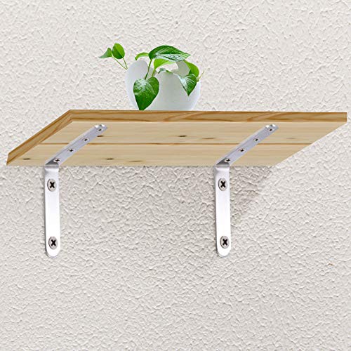 4 Pcs Shelf Brackets, L Shaped Metal Brackets, Right Angle Corner Brace Bracket, Wall Support Brackets, Joint Bracket Fastener with Screw and Anchors for Shelves, Wood, Furniture, Cabinet, Tables