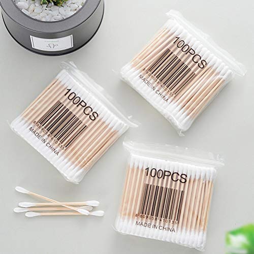 600 pk Bamboo Cotton Buds (6 x 100) by ZHIYE, 100% Biodegradable Cotton Swab with Wooden Handles for Cleaning Ear, Makeup,Keyboard,Wound etc