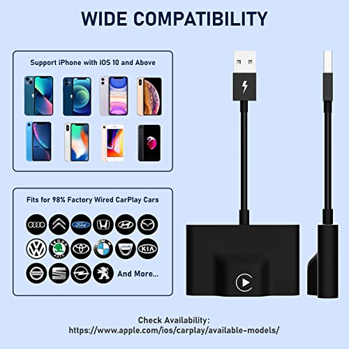 CarPlay Wireless Adapter for Factory Wired CarPlay 2024 Upgrade Plug & Play Wireless CarPlay Dongle Converts Wired to Wireless Fast and Easy Use Compatible with Cars from 2015 & iPhone iOS 10and