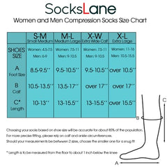 SocksLane Cotton Compression Socks for Women & Men. 15-20 mmHg Support Knee-High