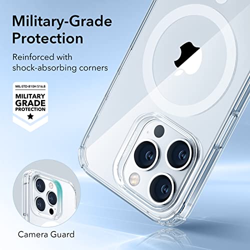 ESR Krystec Clear Case with HaloLock Compatible with iPhone 14 Pro Max, Compatible with MagSafe, Ultra-Yellowing Resistant, Shockproof Military-Grade Protection, Polycarbonate Buttons, Transparent