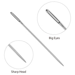 Sewing Needles Large Eye Sharp Point, 25pcs Large Eye Stitching Needles Hand Sewing Needles,Yarn Knitting Needles in a Clear Tube Sewing Needles Set 1.65'' 1.8'' 2'' 2.2'' 2.36''