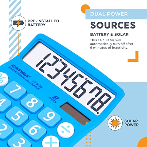 CATIGA Bureau CD8185 and Home Style Calculator 8 Digit LCD Screen Suitable for Office and Move Use (Blue)