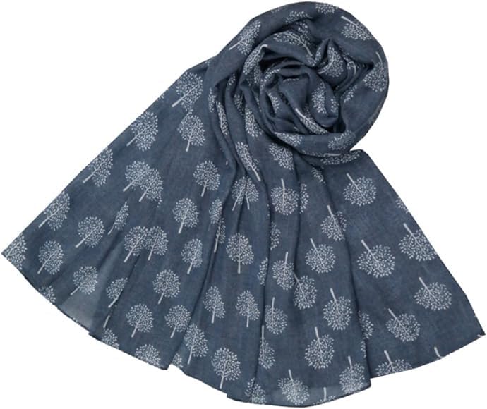 Mulberry Tree Print Scarf Lightweight Neck Scarves Ladies Clothing Accessory,Elegant Touch to Any Outfit,Lightweight/Comfortable Versatile Fashion Accessary-Denim Blue Colour