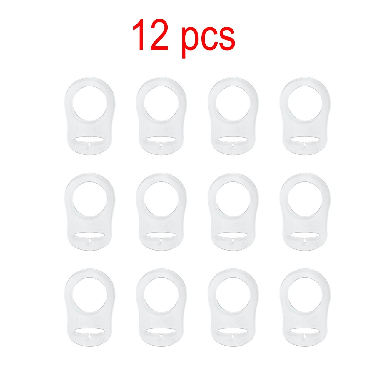 JZK 12pcs Transparent Silicone Button Ring Dummy Pacifier Holder Clip Adapter for Baby MAM Soother