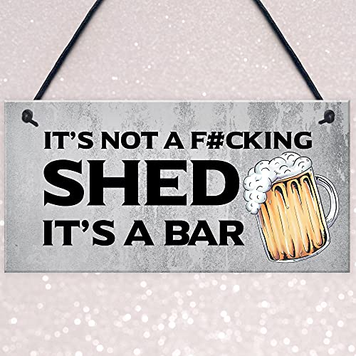 RED OCEAN Rude Shed Sign Funny Home Bar Sign Garden Shed Garage Man Cave Sign Beer Gift