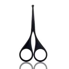 Small Scissor Beard Scissors Professional Moustache Scissors Ear and Nose Hair Trimming Scissors Stainless Steel (Round-Headed 04 Black)