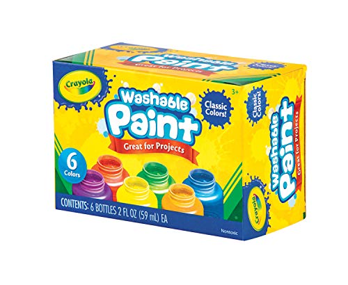 CRAYOLA Washable Paints - Assorted Colours (Pack of 6)   Perfect for Any Arts & Crafts Needs - Easily Washable   Ideal for Kids Aged 3and