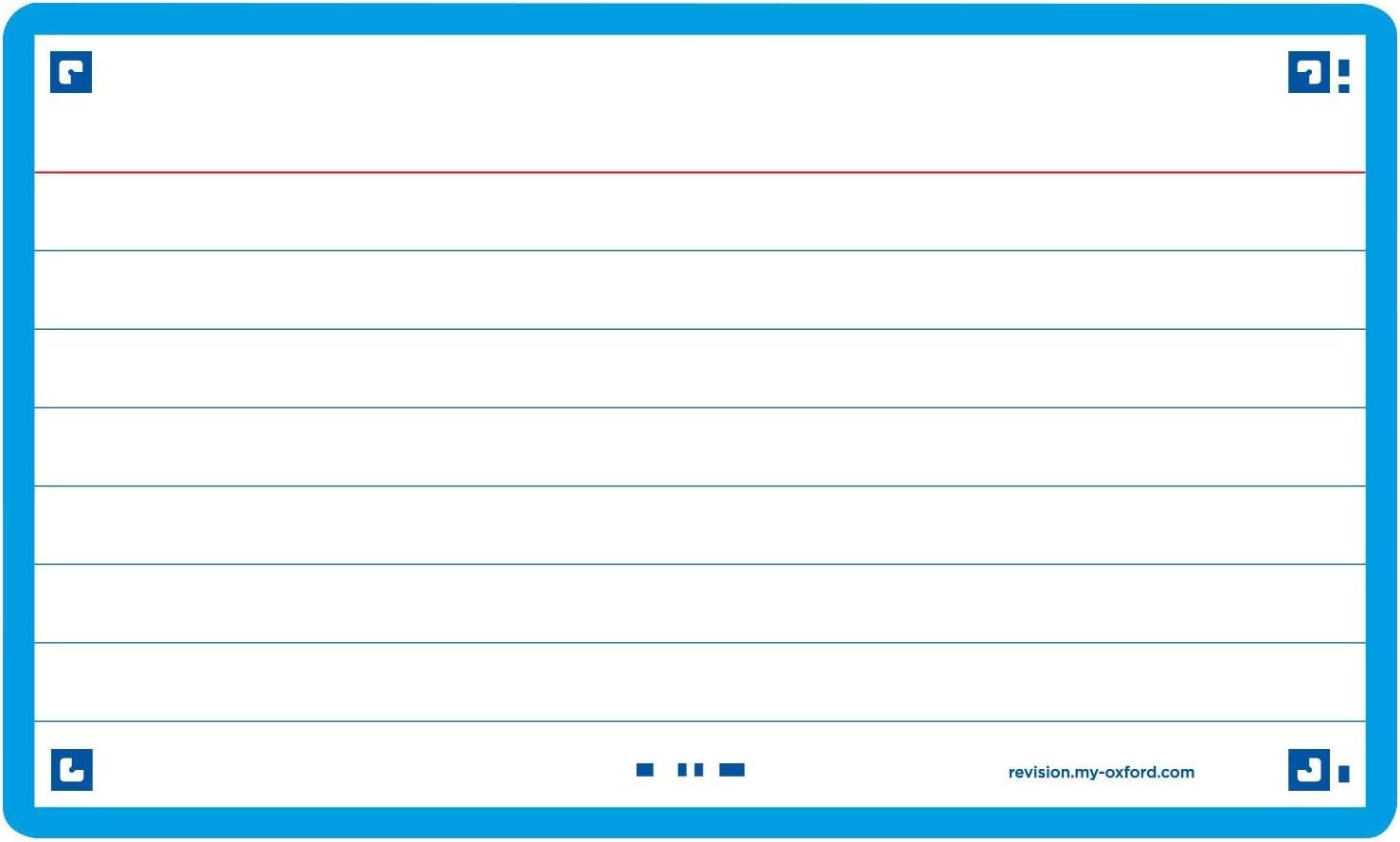 Flash Cards by Oxford, Ruled with Turquoise Frame, Pack of 80 Cards, 7.5x12.5cm Size, 400133876