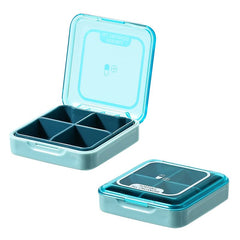 Small Pill Box, BPA Free Pill Case with 4 Large Compartmensts to Hold Vitamins, Moistureproof Portable Pill Box Organiser for Travel (Light Blue)