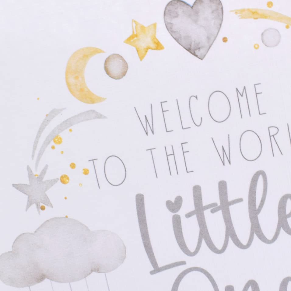 New Baby Card. Girl or Boy. Gender Neutral. Newborn Congratulations. Welcome to World Card. Watercolour Grey Yellow Cloud Star Rainbow. Square Modern Greeting Card