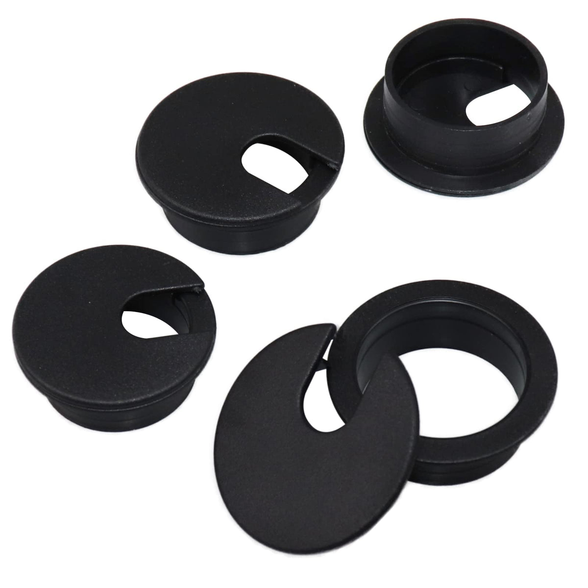 35mm(1.38 inch) Desk Cable Wire Grommet, 4Pcs Black Desk Grommet Cord Cable, Desk Table Grommet Cable Tidies for Home and Office Table Surface Port Hole Covers