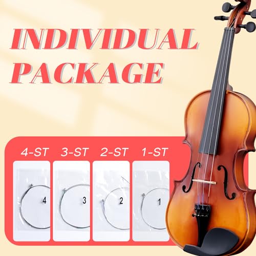 Fansjoy 2 Sets Violin Strings Full Set (G-D-A-E), Universal Violin Strings with Nickel-plated Ball Ends, Compatible with 4/4, 3/4, 1/2 and 1/4 Violins