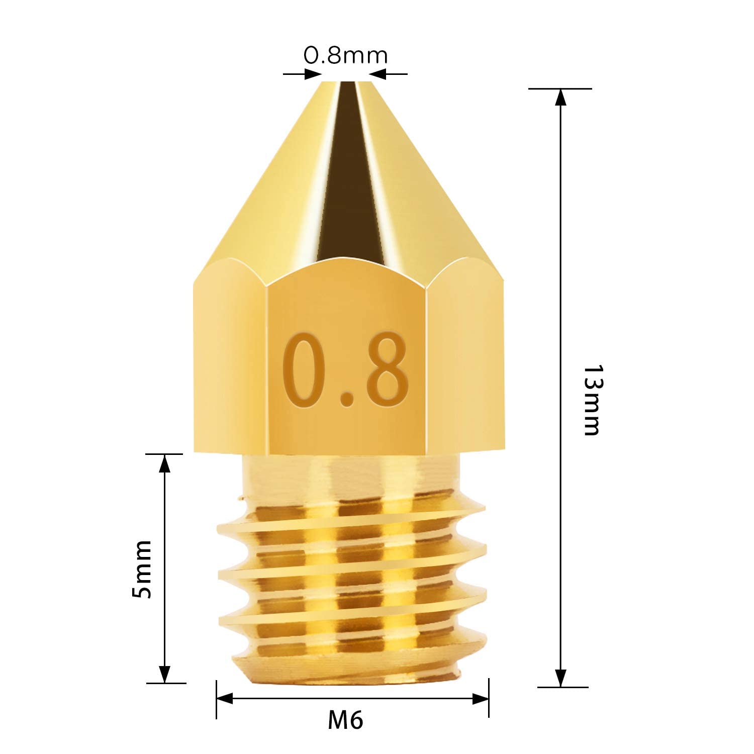 LUTER 15PCS 0.8mm 3D Printer Nozzles Extruder Nozzles for MK8 and 5 PCS 0.6mm Stainless Steel Nozzle Cleaning Needles for Makerbot Creality CR-10