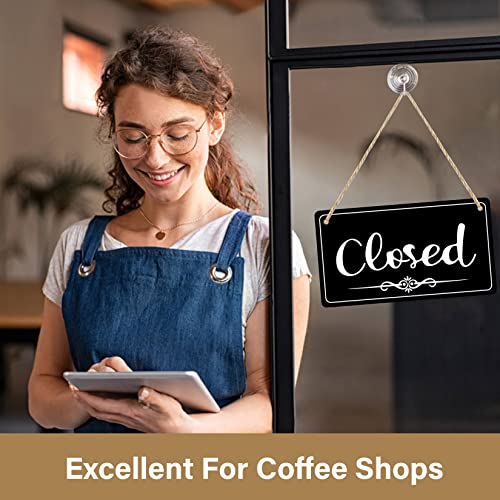 Open Signs for Business Double Sided Open Closed Sign Business Hours Sign Hanging Business Open Sign with Rope Hours of Operation Sign for Business Walls Window Shop Bar Hotel 12x8 inch