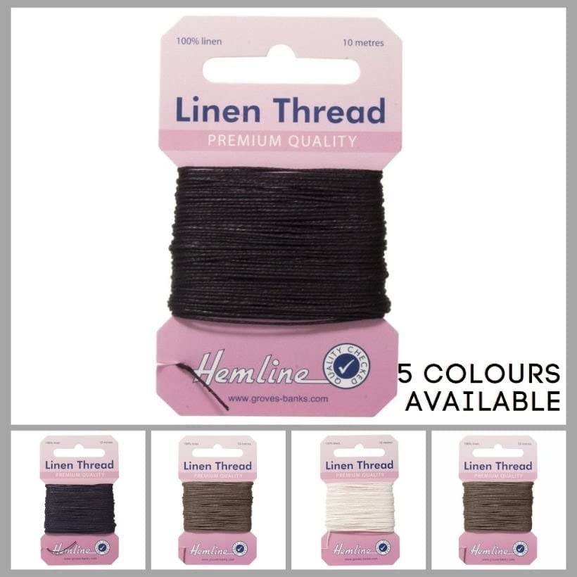 Hemline Strong Linen Thread for Sewing and Repair of Canvas, Upholstery, Saddlery and Heavy Fabrics - Colour Brown - 1 x 10m Card