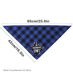 Kaket Dog Birthday Bandana, Triangle Scarf, Plaid Cute Doggy Bandana, Dog Bandana (Boy Size2)