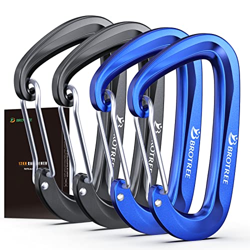 Brotree 12KN Carabiner Clips Heavy Duty Carabiners for Hammock, Camping, Hiking, Backpack and More (2 or 4 Packs)