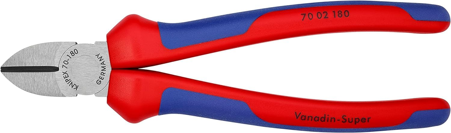 Knipex Diagonal Cutter black atramentized, with multi-component grips 180 mm 70 02 180