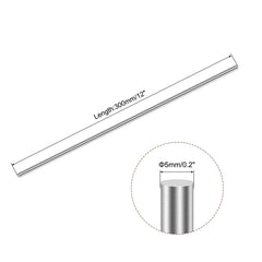 sourcing map 5mm x 300mm 304 Stainless Steel Solid Round Rod for DIY Craft - 6pcs